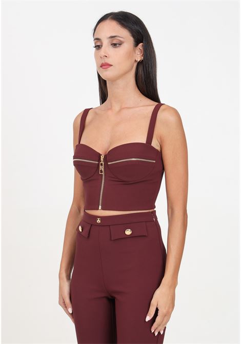 Corpetto bordeaux da donna con motivo di zip ELISABETTA FRANCHI | TO00146E2CG3